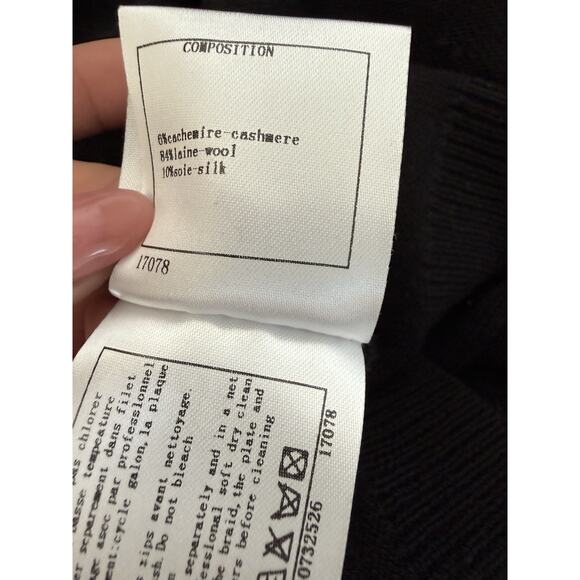 Chanel Black Wool Silk Cashmere Sweater Vest Logo Sz 36 S - Picture 10 of 13